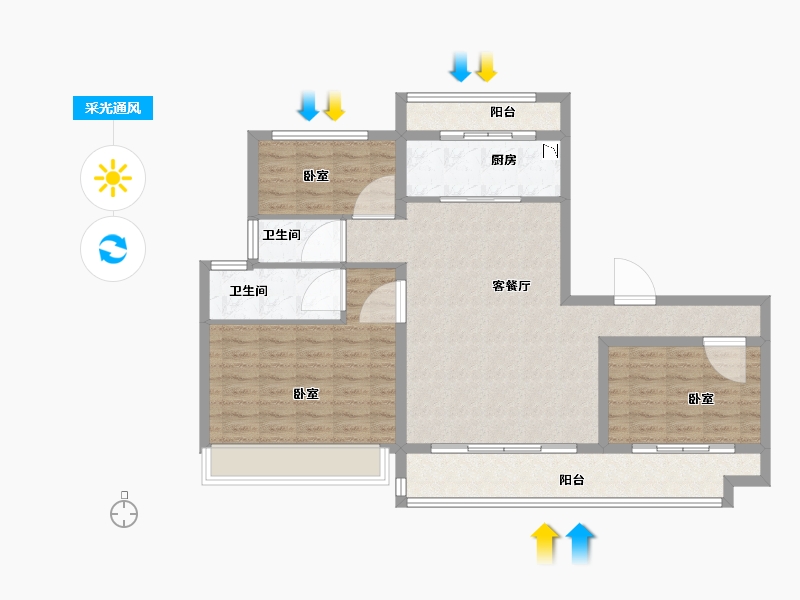 河南省-开封市-碧桂园江山赋-101.00-户型库-采光通风