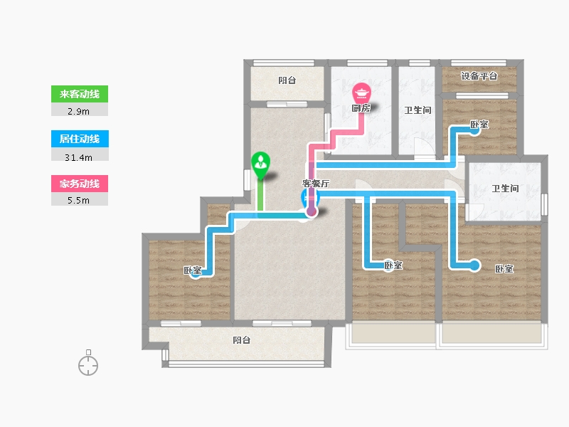 浙江省-绍兴市-鉴湖壹号院-110.84-户型库-动静线