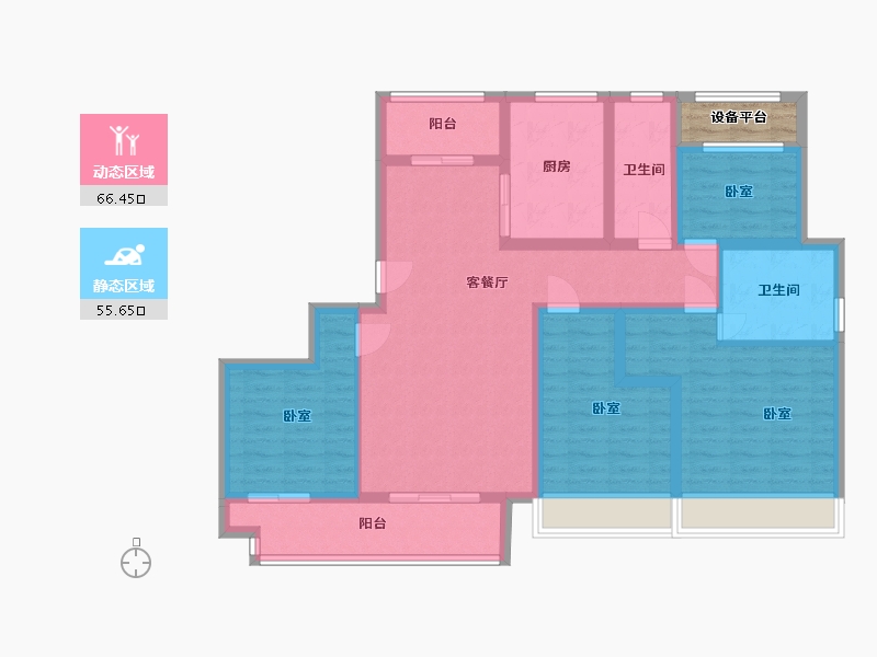 浙江省-绍兴市-鉴湖壹号院-110.84-户型库-动静分区