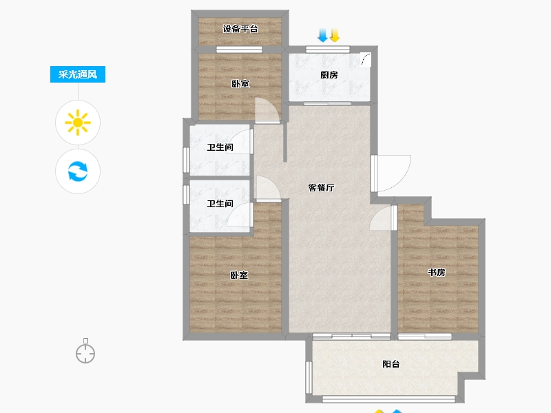 安徽省-合肥市-都荟上城-94.00-户型库-采光通风