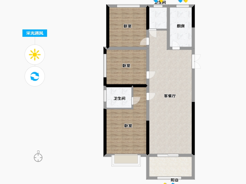 河南省-郑州市-豫发白鹭源春晓-95.31-户型库-采光通风