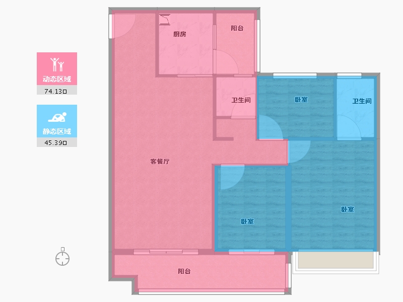 河南省-开封市-建业碧桂园天玺-108.43-户型库-动静分区