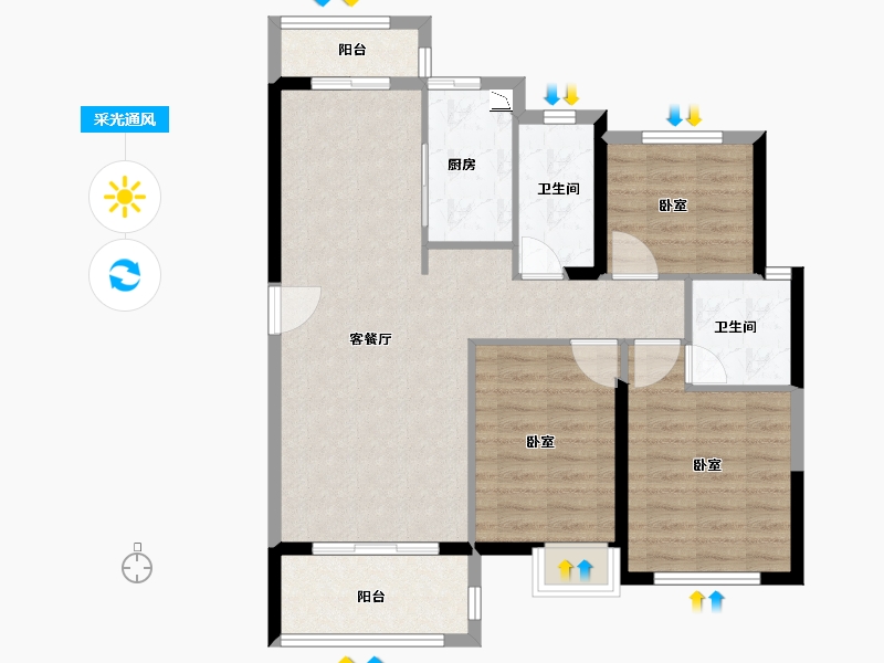 福建省-泉州市-永隆华庭-89.00-户型库-采光通风