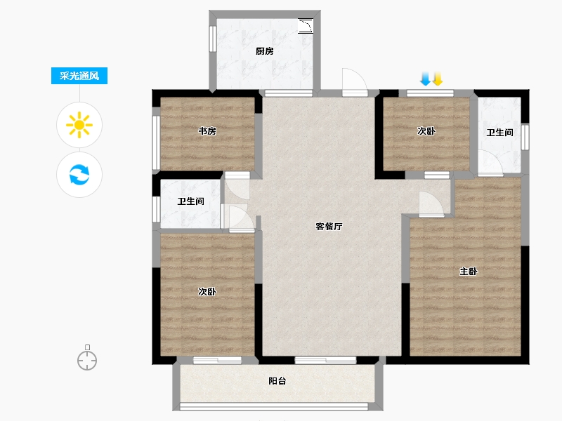 江西省-宜春市-德和沁园-107.20-户型库-采光通风