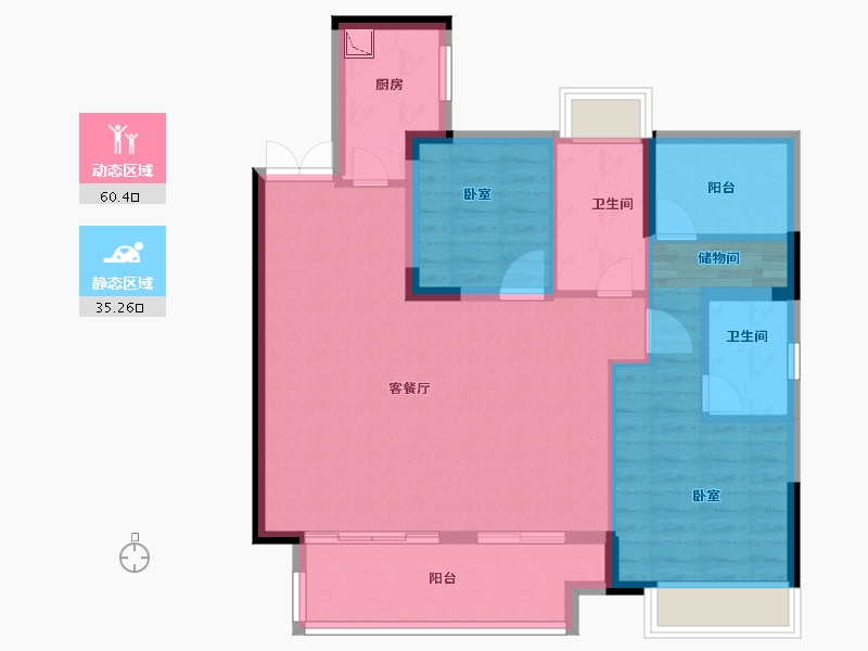 安徽省-合肥市-文一锦门云栖新语-85.96-户型库-动静分区