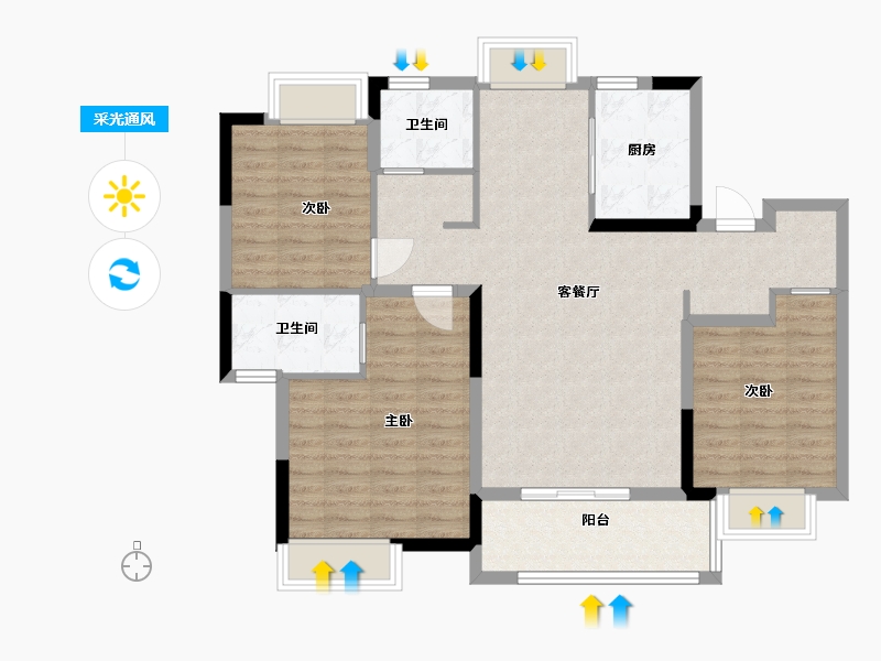 江西省-宜春市-金投正荣府-98.40-户型库-采光通风