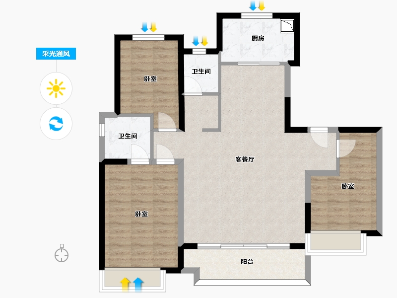 山东省-济南市-保利城-95.37-户型库-采光通风