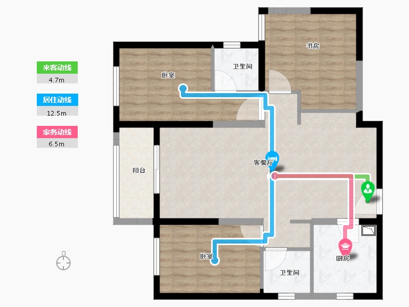 河南省-郑州市-融创蘭园-90.01-户型库-动静线