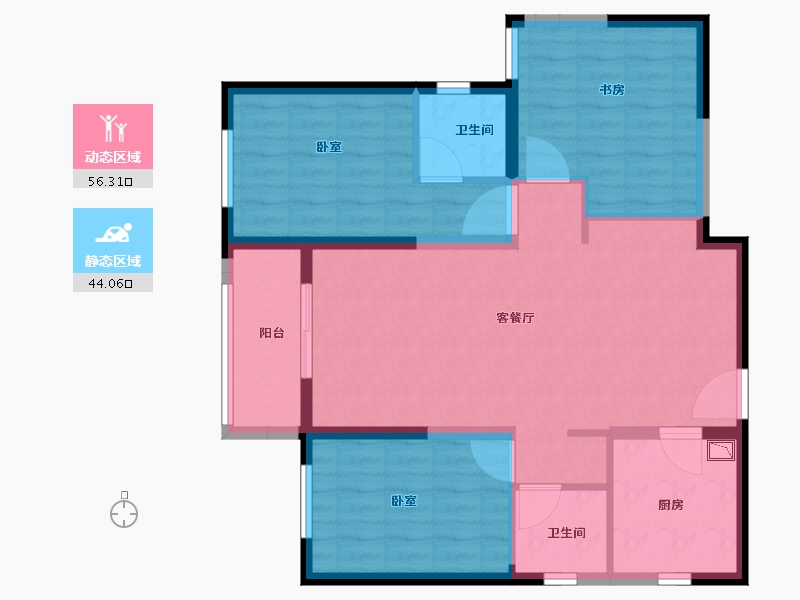 河南省-郑州市-融创蘭园-90.01-户型库-动静分区