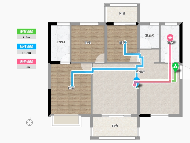 福建省-龙岩市-海伦堡麓璟台-89.74-户型库-动静线