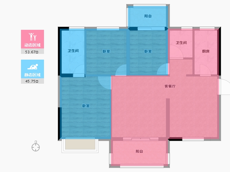 福建省-龙岩市-海伦堡麓璟台-89.74-户型库-动静分区