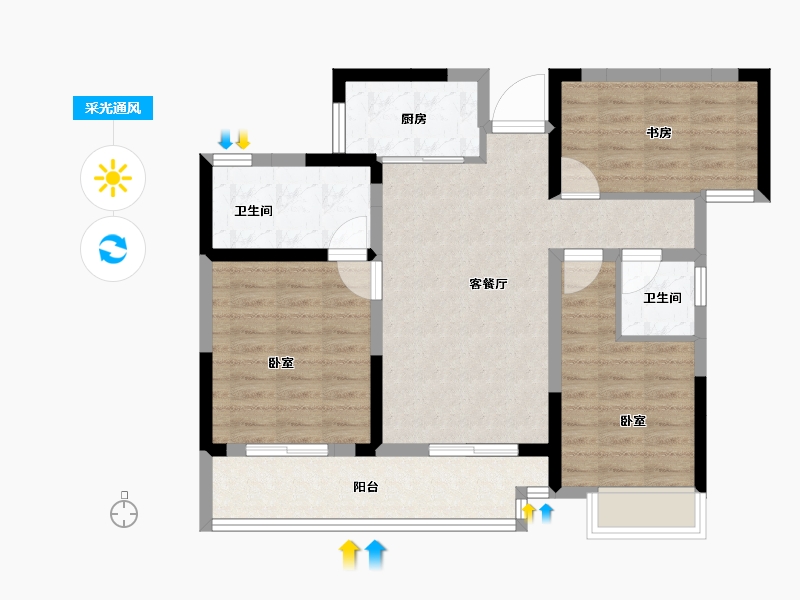 河南省-开封市-绿城·春江明月-80.00-户型库-采光通风