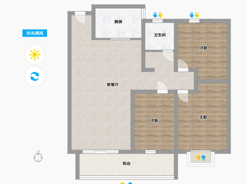 山东省-日照市-荣安·北李广场-90.99-户型库-采光通风