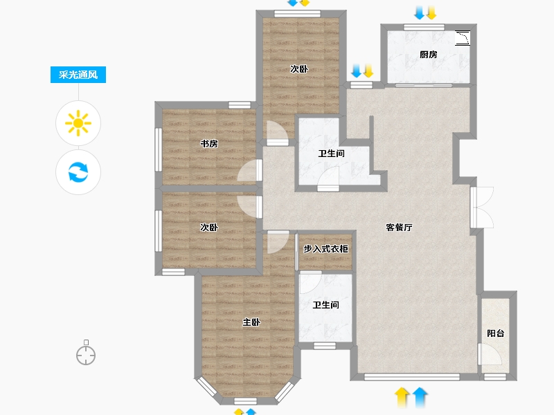 山东省-济南市-诺德名城-113.87-户型库-采光通风