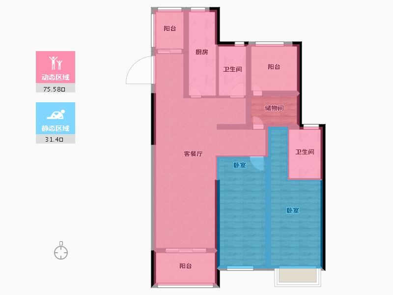 浙江省-绍兴市-诸暨万达广场-94.00-户型库-动静分区