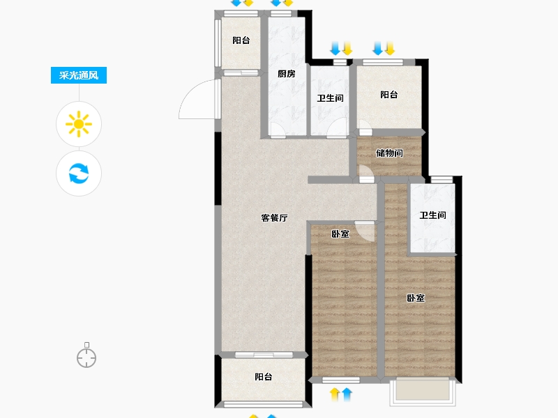 浙江省-绍兴市-诸暨万达广场-94.00-户型库-采光通风