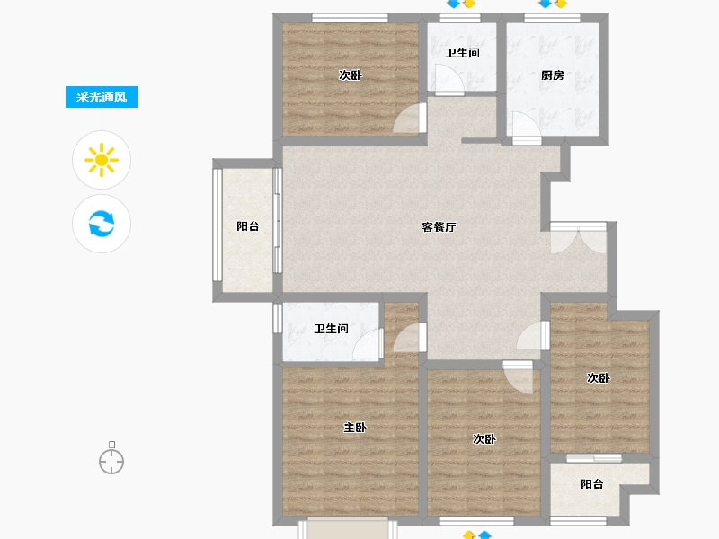 山东省-泰安市-鲁投尚府-114.35-户型库-采光通风