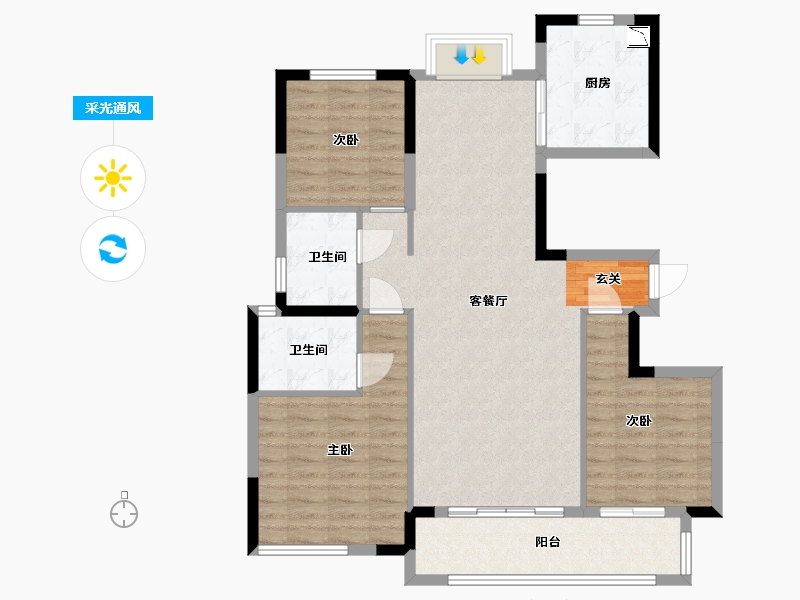 江西省-宜春市-东方璞园-98.60-户型库-采光通风