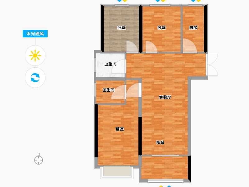 河南省-郑州市-豫发白鹭源春晓-96.02-户型库-采光通风