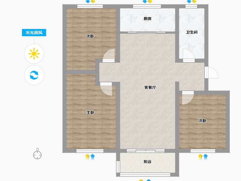 山东省-济南市-鑫隆颐景城-91.00-户型库-采光通风