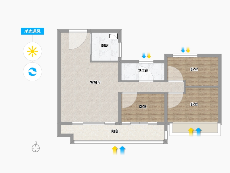 河南省-开封市-碧桂园江山赋-77.00-户型库-采光通风