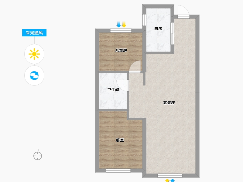 山东省-烟台市-中海万锦公馆-63.59-户型库-采光通风