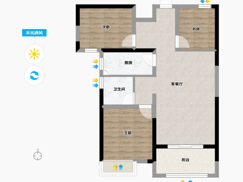 山东省-济南市-诺德名城-74.52-户型库-采光通风