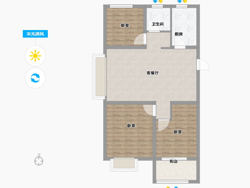 山东省-青岛市-墨上花开-80.00-户型库-采光通风