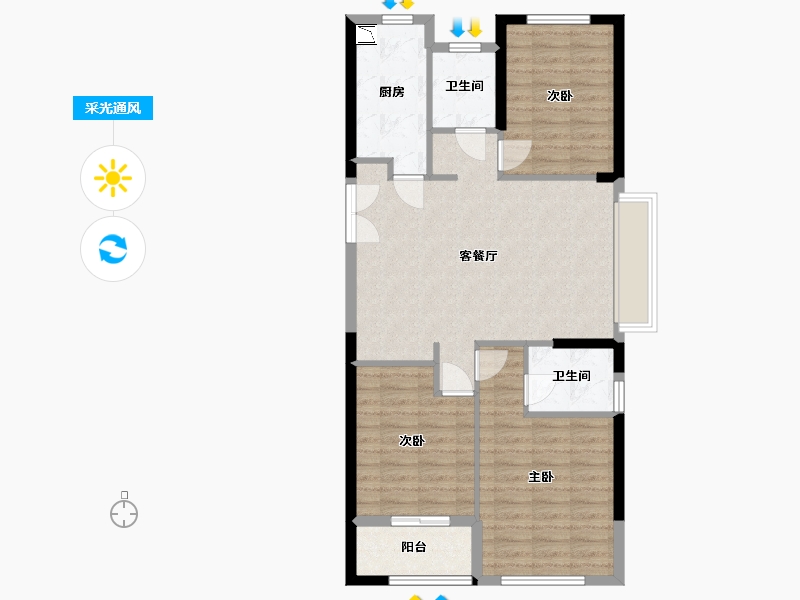 福建省-福州市-中庚香山新时代-86.05-户型库-采光通风