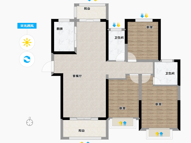 河南省-焦作市-武陟建业森林半岛-110.42-户型库-采光通风