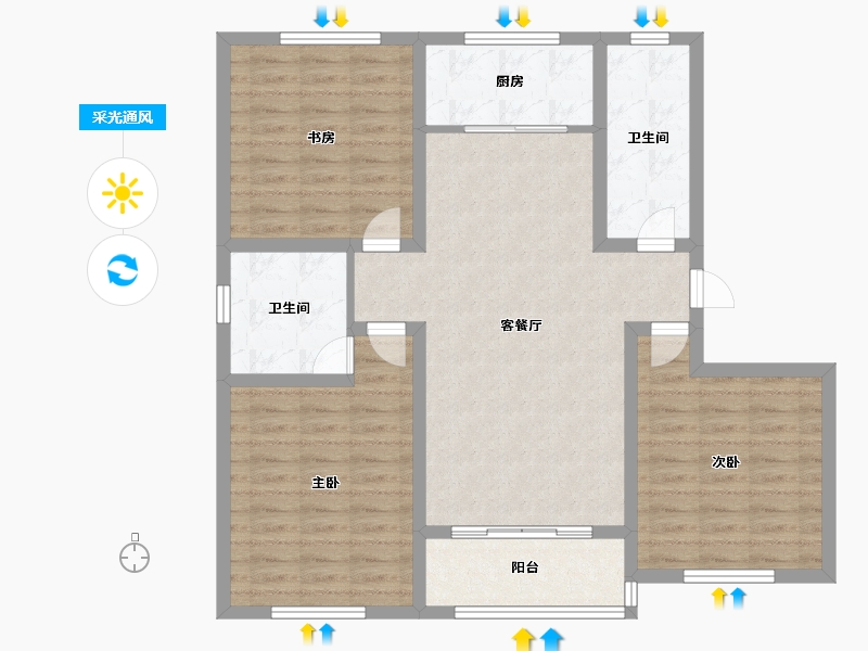 山东省-济南市-鑫隆颐景城-97.00-户型库-采光通风