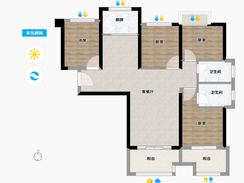 福建省-泉州市-世茂御泷郡-97.50-户型库-采光通风