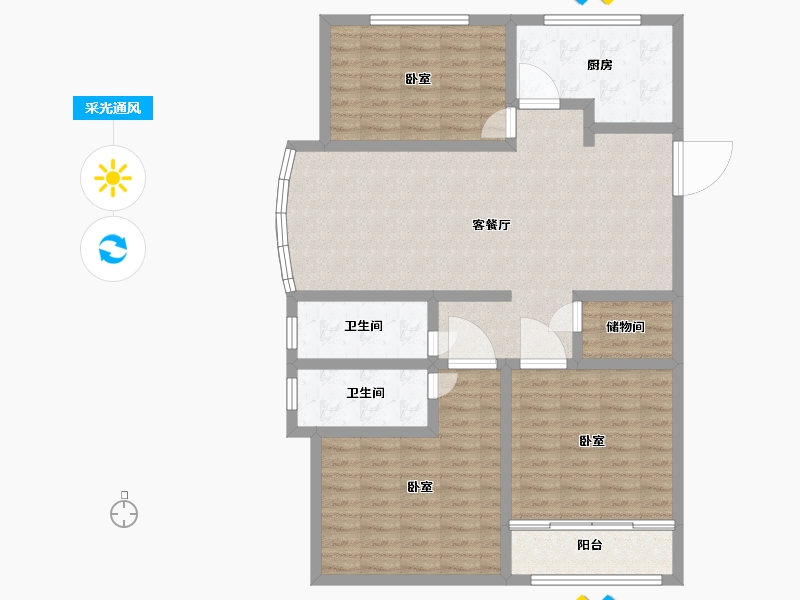 山东省-聊城市-利元馨城-110.37-户型库-采光通风