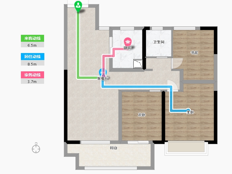 安徽省-蚌埠市-新城吾悦广场-94.40-户型库-动静线