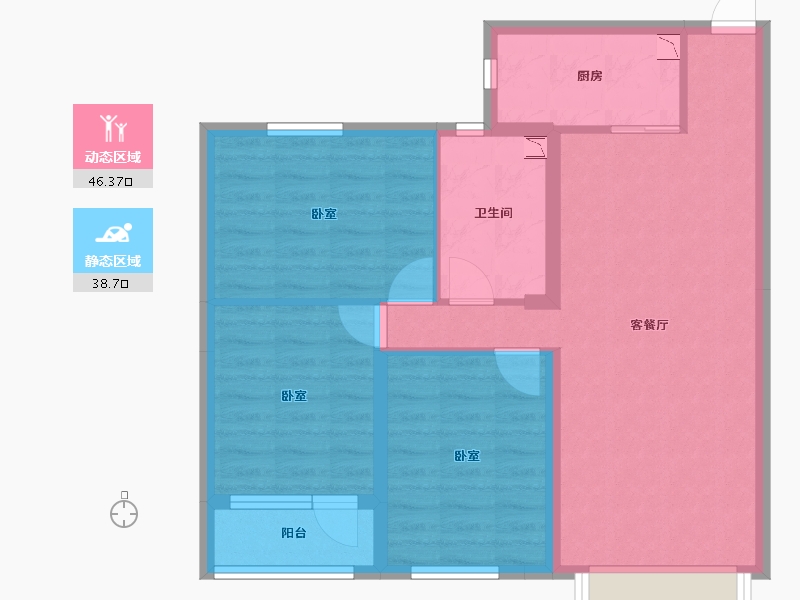 新疆维吾尔自治区-乌鲁木齐市-新铝德源红郡-75.58-户型库-动静分区