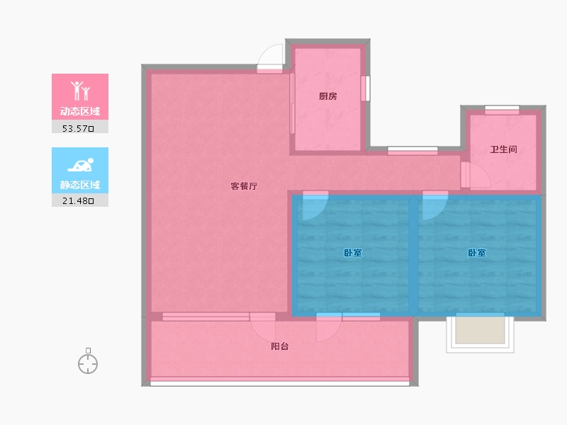 山东省-青岛市-鲁骐书香世家-65.99-户型库-动静分区