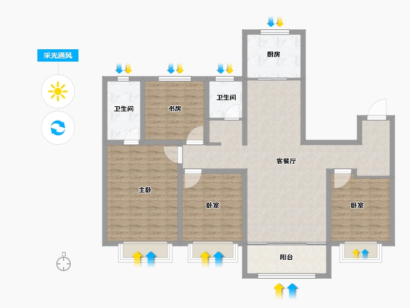 山东省-枣庄市-山能德圣风华里-116.11-户型库-采光通风