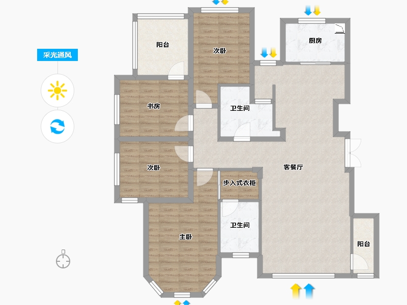 山东省-济南市-诺德名城-120.67-户型库-采光通风