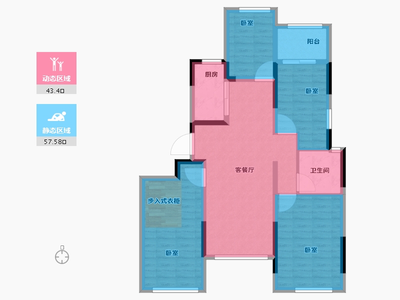 河南省-郑州市-坤达江山筑-90.00-户型库-动静分区