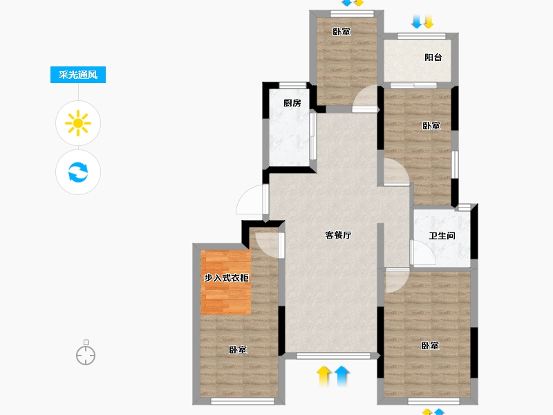 河南省-郑州市-坤达江山筑-90.00-户型库-采光通风