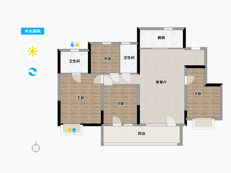 山东省-青岛市-金科平澜府-114.00-户型库-采光通风