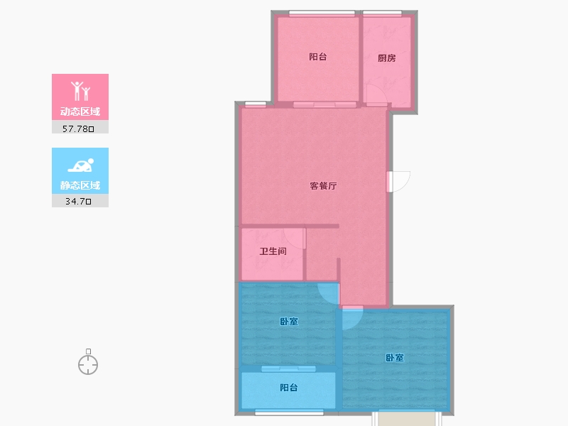 山东省-聊城市-鼎阳滨河苑-83.80-户型库-动静分区