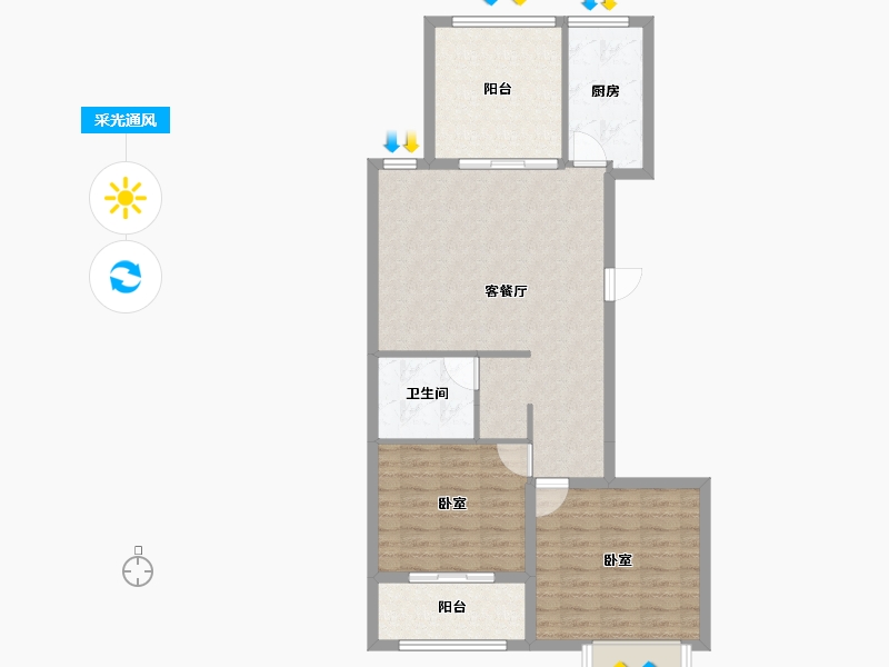 山东省-聊城市-鼎阳滨河苑-83.80-户型库-采光通风