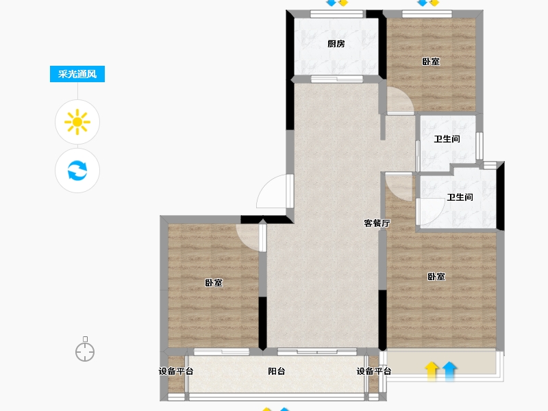 浙江省-舟山市-宋都悦宸府-88.00-户型库-采光通风