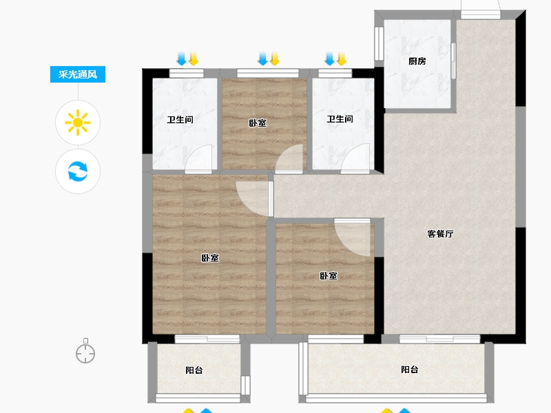 河南省-郑州市-大正•水晶森林-78.00-户型库-采光通风