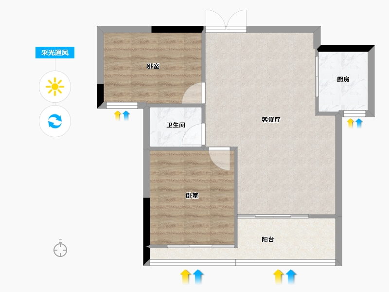 山东省-聊城市-民生水韵新城-62.47-户型库-采光通风