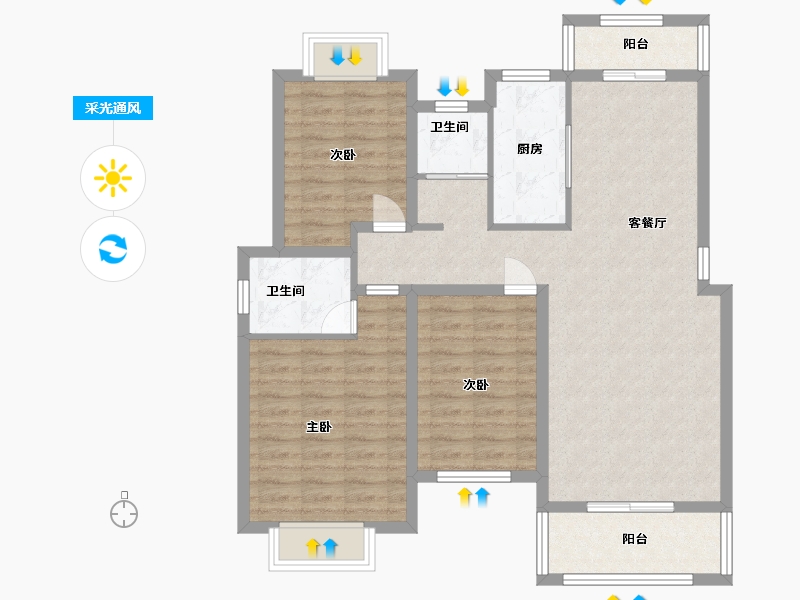 江西省-宜春市-中央城-95.20-户型库-采光通风