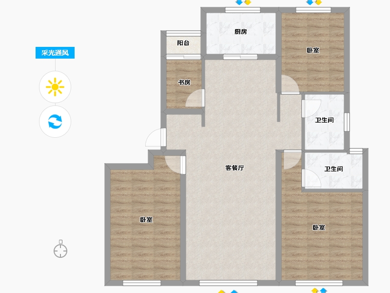 山东省-烟台市-中海万锦公馆-100.50-户型库-采光通风