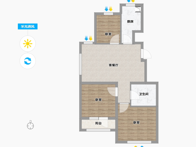 山东省-烟台市-中北金岭世嘉三期-71.01-户型库-采光通风