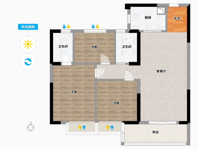 江西省-宜春市-万载碧桂园-86.40-户型库-采光通风